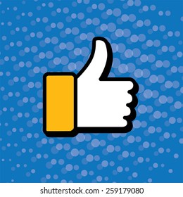 pop art thumbs up & like hand symbol used in social media - vector icon. this also represents appreciation, endorsing, approval, confirmation, vote, recommend, gesture