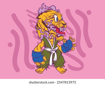 pop art tiger illustration with japanese style for kaijune event