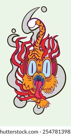 pop art tiger illustration with japanese style for kaijune event