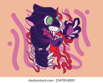 pop art tiger illustration with japanese style for kaijune event