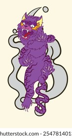 pop art tiger illustration with japanese style for kaijune event