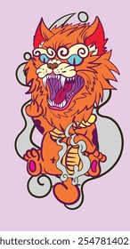pop art tiger illustration with japanese style for kaijune event