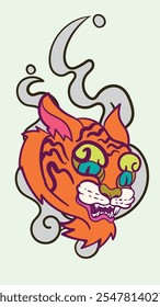 pop art tiger illustration with japanese style for kaijune event