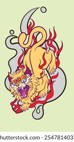 pop art tiger illustration with japanese style for kaijune event