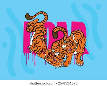 ilustração de tigre pop art com estilo japonês para evento kaijune