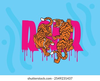 ilustração de tigre pop art com estilo japonês para evento kaijune