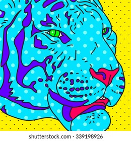 Pop art tiger. Vector illustration