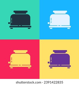 Tostadora de arte pop con icono de tostadas aislado en el fondo del color.  Vector