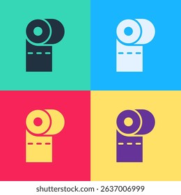 Pop art Toilet paper roll icon isolated on color background.  Vector Illustration
