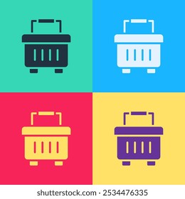 Pop art Toolbox icon isolated on color background. Tool box sign.  Vector