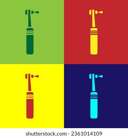 Pop art Tooth drill icon isolated on color background. Dental handpiece for drilling and grinding tools. Medical instrument.  Vector Illustration