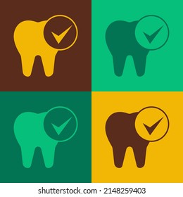 Pop art Tooth icon isolated on color background. Tooth symbol for dentistry clinic or dentist medical center and toothpaste package.  Vector