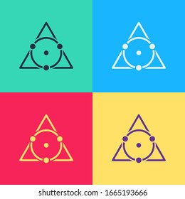 Pop Art Triangle Mathe Symbol einzeln auf Farbhintergrund. Vektorillustration-Illustration