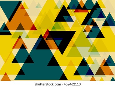 Pop art triangles colorful background. Three dimentional fantasy triangles pattern. Vector EPS 10
