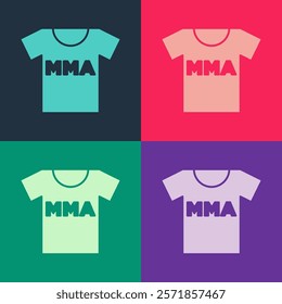 Pop art T-shirt with fight club MMA icon isolated on color background. Mixed martial arts.  Vector