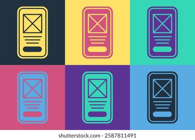 Pop art UI or UX design icon isolated on color background.  Vector