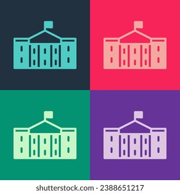 Pop art United States Capitol Congress icon isolated on color background. Washington DC, USA.  Vector