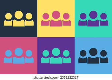 Pop art Users group icon isolated on color background. Group of people icon. Business avatar symbol - users profile icon.  Vector