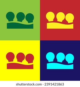 Icono de latas de vacío de arte pop aisladas en fondo de color. Jarras de masaje para cara y cuerpo. Copas anticelulíticas médicas.  Vector