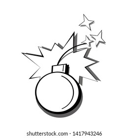 Pop art vector explosion of a bomb with flash and sparks. Comic cartoon bubble speech template for text.