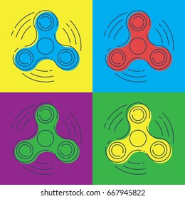 Pop art vector Fidget spinner with three arms - a toy for stress and improvement of concentration