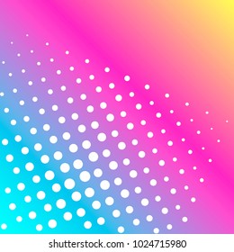 Pop art vector illustration. Background of a color rainbow and white dots