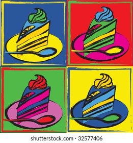 Pop Art Vector Illustration of Cakes