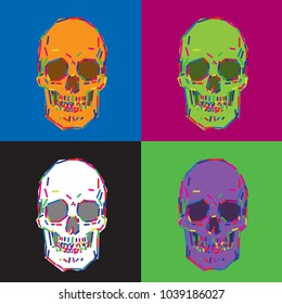 Pop art vector illustration of human skulls