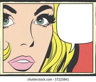Pop art vector illustration of a woman