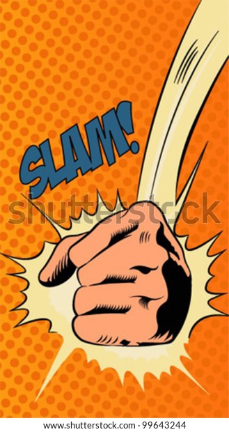 Pop Art Vector Illustrationclenched Fist Hitting Stock Vector (Royalty ...