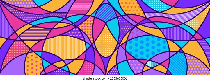 Imagen vectorial de Pop Art. Color geométrico pop-art colorido.Color salpicado fondo abstracto para el diseño.