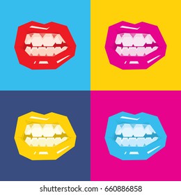 Pop art vector lips futuristic illustration