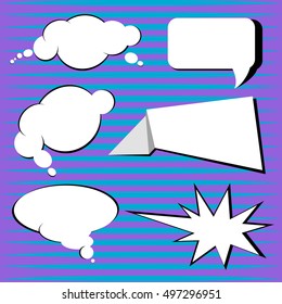 Pop art vector speech bubbles, clouds and oval. Shape explosion with jagged edges.