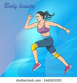 Pop art vector, women with exercise, health care.Sexy character Beautiful in exercise clothes for posters, advertising banners, promotions, design illustrations