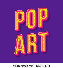 Pop art vintage 3d vector lettering. Retro bold font, typeface. Yellow zig zag stylized text. Old school style letters. 90s, 80s poster, banner, t shirt typography design. Purple color background