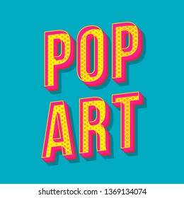 Pop art vintage 3d vector lettering. Retro bold font, typeface. Yellow dotted stylized text. Old school style letters. 90s, 80s poster, banner, t shirt typography design. Turquoise color background