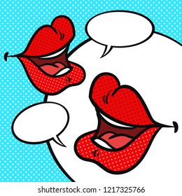 Woman Sending Heart Kisses Pop Art Stock Vector (Royalty Free) 696136999