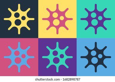 Pop art Virus icon isolated on color background. Corona virus 2019-nCoV. Bacteria and germs, cell cancer, microbe, fungi.  Vector Illustration