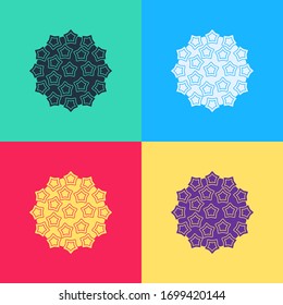 Pop art Virus icon isolated on color background. Corona virus 2019-nCoV. Bacteria and germs, cell cancer, microbe, fungi.  Vector Illustration