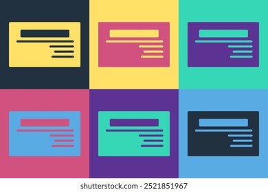 Pop art Visiting card, business card icon isolated on color background. Corporate identity template.  Vector Illustration