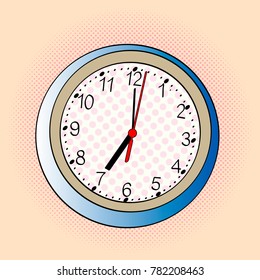 Pop art wall blue clock vector illustrator