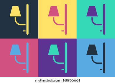 Pop art Wall sconce icon isolated on color background. Wall lamp light.  Vector Illustration