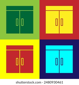 Pop art Wardrobe icon isolated on color background.  Vector