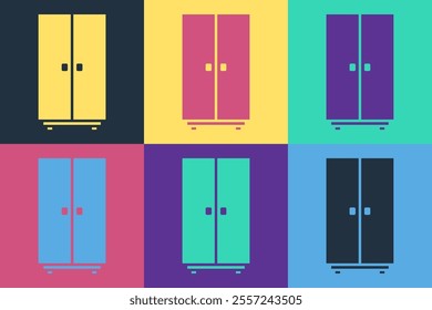 Pop art Wardrobe icon isolated on color background.  Vector Illustration