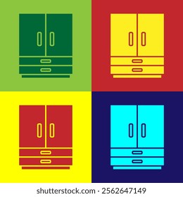 Pop art Wardrobe icon isolated on color background.  Vector