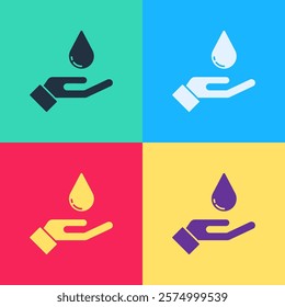 Pop art Washing hands with soap icon isolated on color background. Washing hands with soap to prevent virus and bacteria.  Vector