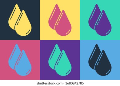Pop art Water drop icon isolated on color background.  Vector Illustration