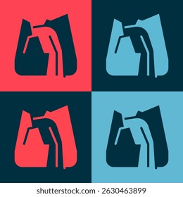 Pop art Waterfall icon isolated on color background.  Vector