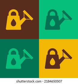 Pop Art Watering Can Icon Isolated On Color Background. Irrigation Symbol.  Vector