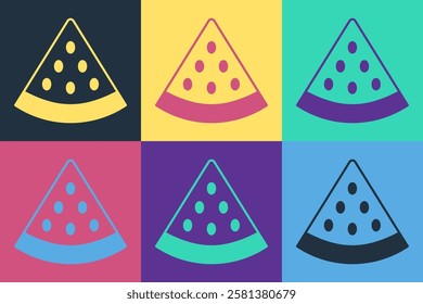 Pop art Watermelon icon isolated on color background.  Vector